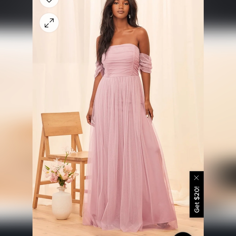 Lulu's Moment Like This Lavender Tulle Off-the-Shoulder Maxi Dress XS corset